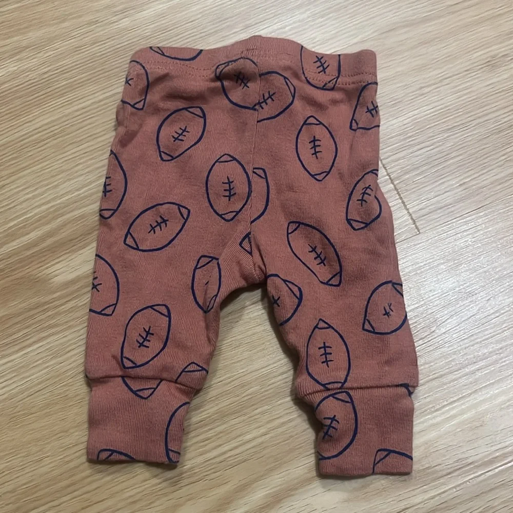 Carter's Navy and‎ Brown Thanksgiving Football Two Piece Bodysuit Set Newborn